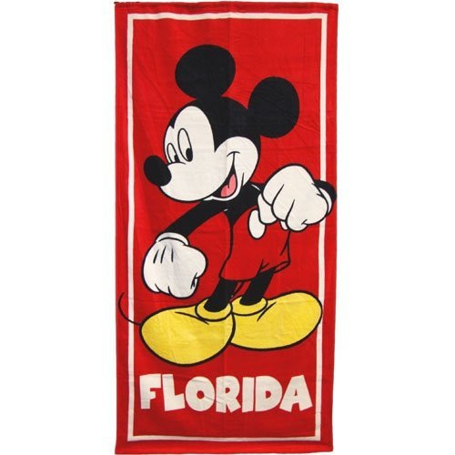 Collections Etc Disney Mickey Mouse Classic Beach Towel Red (Classic with Florida namedrop)
