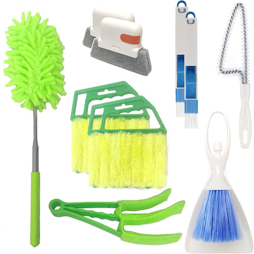 10 Pcs Venetian Window Blind Cleaner Duster Tool Set, Mini Blind Cleaner Duster Brush, Hand Held Air Conditioner Shutters Duster, Dirt Cleaner for Blind, Fan, Air Conditioner, Window Groove Gap(Green) 10 Pcs Venetian Window Blind Cleaner Duster Tool Set, Mini Blind Cleaner Duster Brush, Hand Held Air Conditioner Shutters Duster, Dirt Cleaner for Blind, Fan, Air Conditioner, Window Groove Gap(Green)
