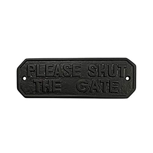 Adonai Hardware Rectangular Please Shut The Gate Brass Door Sign - Black Powder Coated