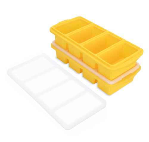 XOMOO Silicone Freezer Tray With Lid - Soup Freezer Container molds - Large Ice Cube Tray- makes 8 perfect 1 cup portions cubes?2-Pack Freezer Storage Food Soups & Meal Prep-Oven & Dishwasher -Safe