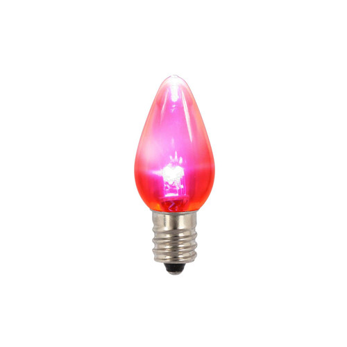 Vickerman C7 Twinkle Transparent Plastic LED Pink Dimmable Bulb, E12 Nickel Base, 3 Diodes.90Watts, 120Volts, 2 Lumens, 25 per Case