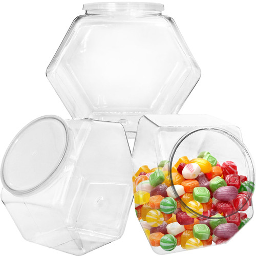 Woozettn 3 Pcs Plastic Candy Jars,Clear Cookie Jars 71 Oz for Kitchen Counter,Hexagon Cookie Jars with Lids,Plastic Dry Food Jar for Candy Buffet Woozettn 3 Pcs Plastic Candy Jars,Clear Cookie Jars 71 Oz for Kitchen Counter,Hexagon Cookie Jars with Lids,Plastic Dry Food Jar for Candy Buffet
