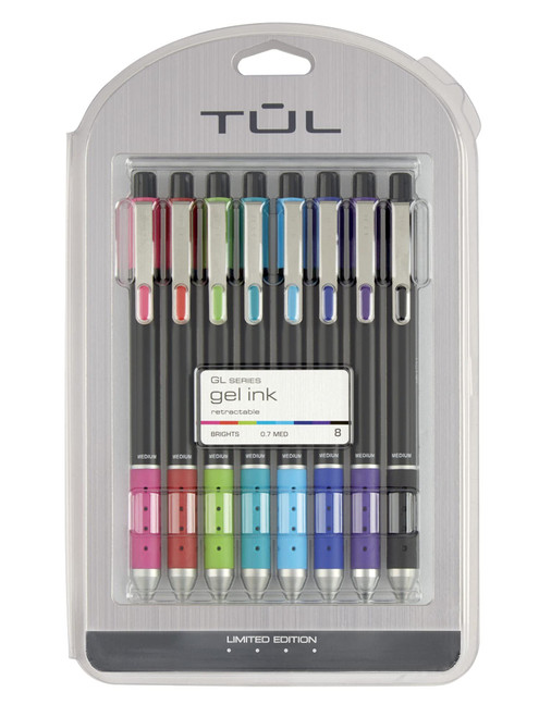 TUL Limited Edition Brights Retractable Gel Pens, Medium Point, 0.7 mm, Assorted Barrel Colors, Assorted Ink Colors, Pack of 8