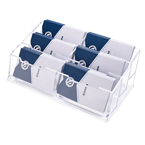 TWING Acrylic Business Card Holder Clear Business Card Stand for Desk or Counter 6 Pocket,300 Capacity