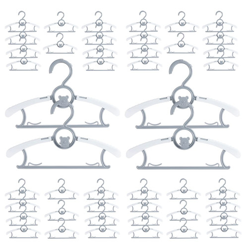 40 Pack Baby Hangers for Closet Plastic Kids Hangers Clothes Space Saving Hangers Non Slip Extendable Baby Hangers for Nursery Toddler Heavy Duty Clothing Hangers Bulk, Grey