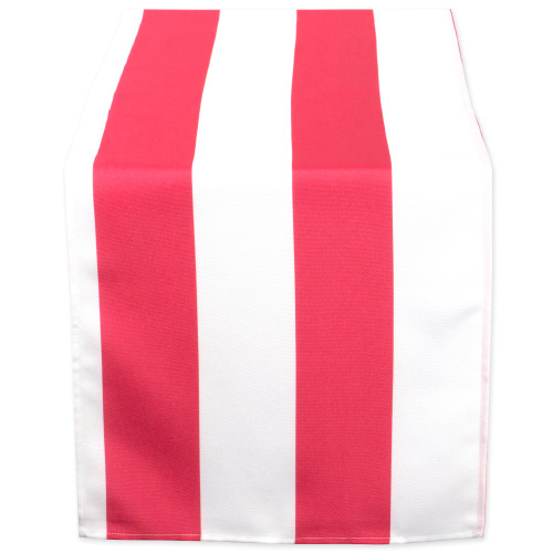 DII Cabana Stripe Outdoor Tabletop Collection, Stain/Wrinkle Resistant & Waterproof, Table Runner, 14x72, Coral