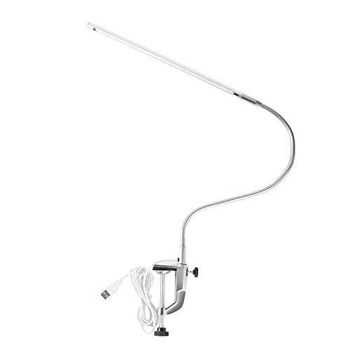 Haofy USB Adjustable LED Desk Lamp, Clip Table Lamps, Eye-Caring Table Lamps for Reading, Study, Tattoo Light, Beauty Manicure, Silver, 18w
