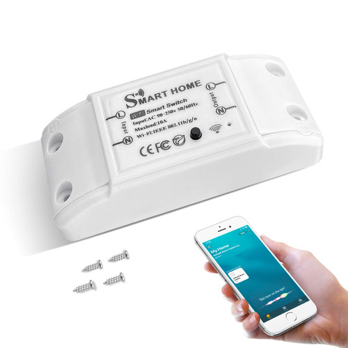 WiFi Relay Timer Smart Wireless Light Switch Module DIY WiFi Voice App Control Remote Timer Switch Timmer to Home Automation Compatible for iOS Homekit Assistant AC 110-230V 10A Universal (B-1 Pack)