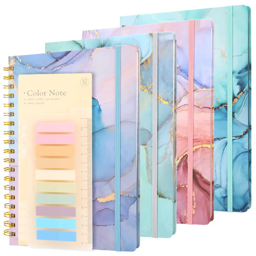 Ddaowanx 4 Pack B5 Hardcover Spiral Notebooks, College Ruled Notebook Journal, 7.5"x10.2",640 Pages Journals for Women Men, Aesthetics Notebooks for Work and School (B5 Marble)