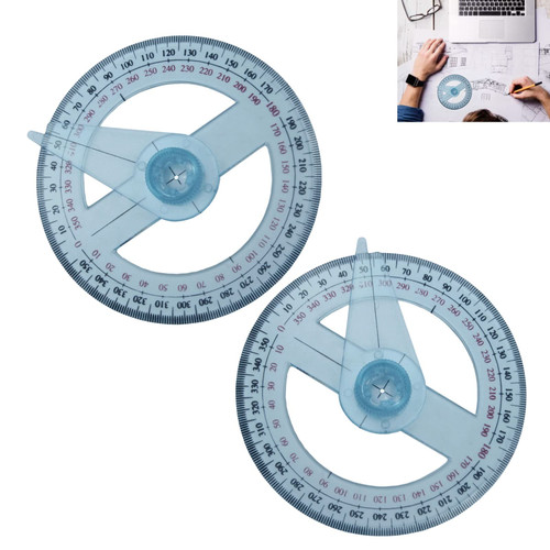 2 Pcs Circle Protractor Rulers Plastic Protractors 360 Degree Drawing Angle Rulers for School Classroom Office Drafting Measuring