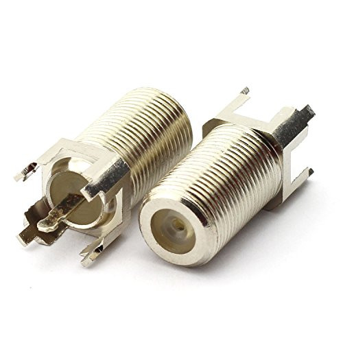 Maxmoral 2PCS F Female PCB Panel Mount Plug with 4 Pins Stand Square Straight Connector RF Coax Coaxial Adapter