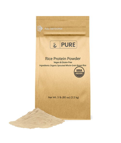 Pure Original Ingredients Rice Protein Powder (5 lb) Sustainably Sourced, Vegan & Gluten-Free, Made of Sprouted Brown Rice