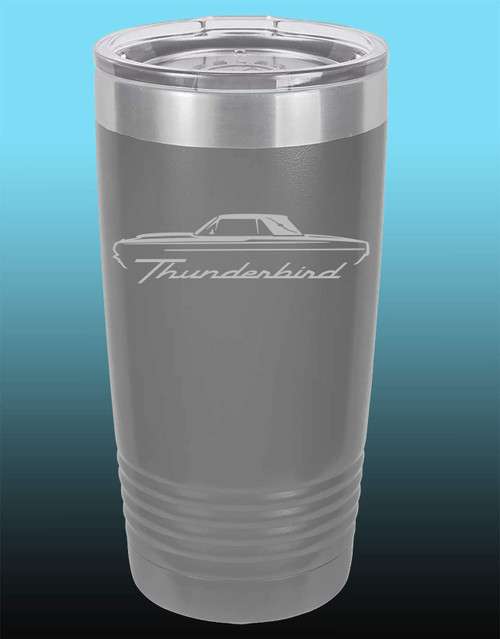 1964 1965 1966 Ford Thunderbird Hardtop 20oz Stainless Steel Tumbler w/Clear Lid grey