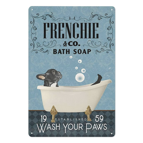 Vintage French Bulldog Bath Soap Metal Sign Wall Art - Retro Tin Sign Decoration for Bulldog Lovers - Wash Your Paws Bathroom Aesthetic 8x12 Inch Metal Plaque Poster for Home Room Wall Decor (8x12 inches) Vintage French Bulldog Bath Soap Metal Sign Wall Art - Retro Tin Sign Decoration for Bulldog Lovers - Wash Your Paws Bathroom Aesthetic 8x12 Inch Metal Plaque Poster for Home Room Wall Decor (8x12 inches)