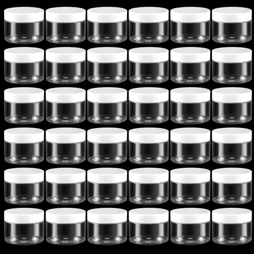 ZOENHOU 46 PCS 4 OZ Clear Slime Containers with White Lids, Food-Grade Plastic Storage Containers, BPA-Free, Wide-mouthed Slime Jars for Beauty Products, Kitchen Household Food Storage