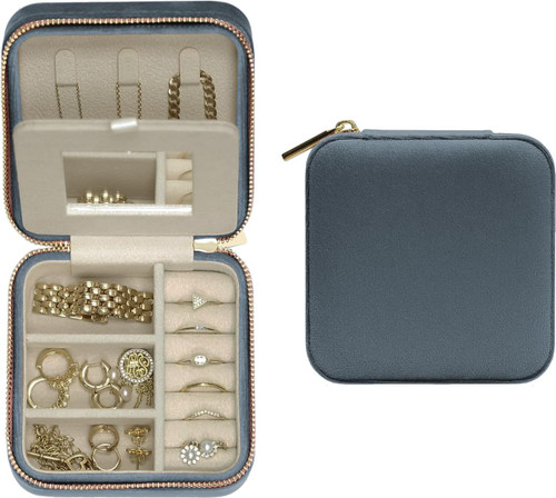 Jewelry Boxes For Women Travel Jewelry Case, Jewelry Travel Organizer | Small Jewelry Box for Women, Jewelry Travel Case | Earring Organizer with Mirror Small Portable (Grey) Jewelry Boxes For Women Travel Jewelry Case, Jewelry Travel Organizer | Small Jewelry Box for Women, Jewelry Travel Case | Earring Organizer with Mirror Small Portable (Grey)