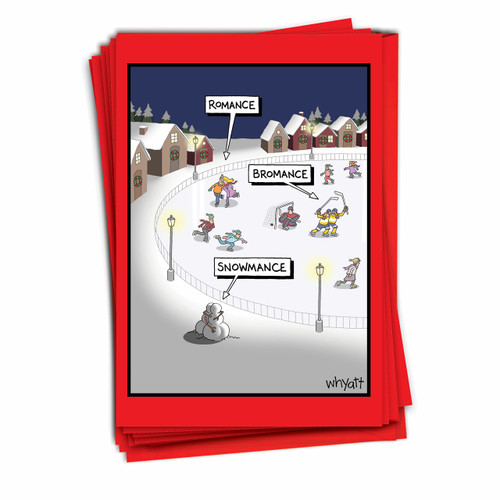 NobleWorks - 12 Funny Cartoon Cards for Christmas - Boxed Holiday Xmas Greetings, Bulk Notecards with Envelopes (1 Design, 12 Cards) - Snowmance C7105XSG-B12x1 NobleWorks - 12 Funny Cartoon Cards for Christmas - Boxed Holiday Xmas Greetings, Bulk Notecards with Envelopes (1 Design, 12 Cards) - Snowmance C7105XSG-B12x1