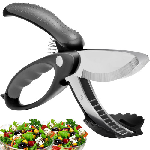Upgraded Salad Scissors Tossing and Chopping Salad Chopper Heavy Duty Kitchen Salad Scissors Multifunction Double Blade Salad Cutting Tool