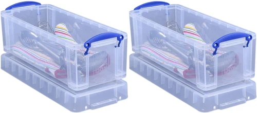 Really Useful Box Plastic Storage Box, 6.5 Liters, 17 1/2" x 7" x 6 1/4", Clear (Clear Two Pack)