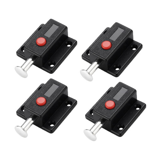 UtySty 4 Pack Automatic Slide Door Latch Lock Red Push Button Bolt Switch Spring Sliding Latches Bump Window Cabinet Cupboard Slide Locker Home Safety Hardware Furniture Cabinet Drawer Snib