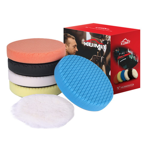 KUIMIT 7" Buffing Polishing Pads, 6Pcs 7 Inch 180mm for 7 Inch Backing Plate, Compound Buffing Sponge Pads and Woolen Pads Cutting Polishing Pad Kit for Car Buffer Polisher