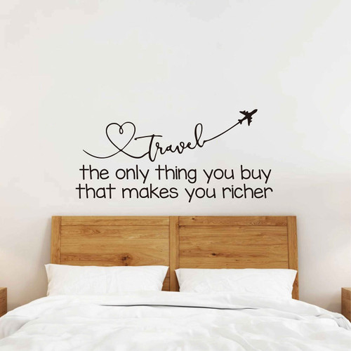 Travel Airplane Decal The Only Thing You Buy That Makes You Richer Quote Sticker Kid's Room Decor Vinyl Wall Sticker BA912 (Black) Travel Airplane Decal The Only Thing You Buy That Makes You Richer Quote Sticker Kid's Room Decor Vinyl Wall Sticker BA912 (Black)