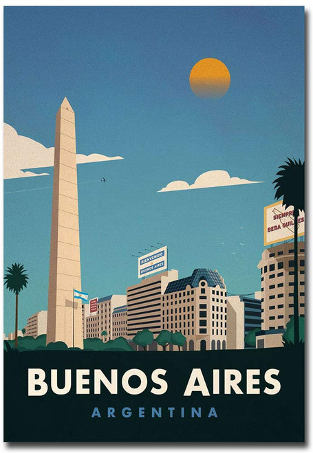 Buenos Aires Travel Vintage Art Refrigerator Magnet Size 2.5" x 3.5"