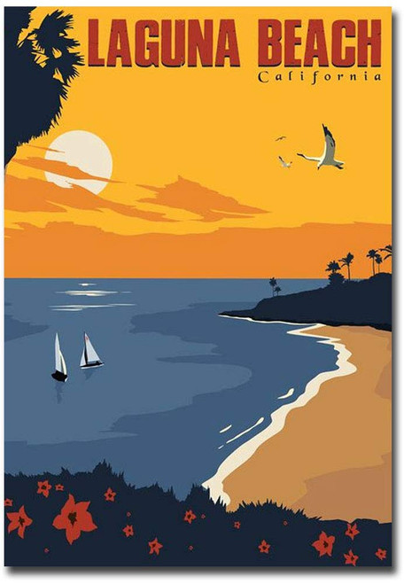 Laguna Beach California Vintage Travel Art Refrigerator Magnet Size 2.5" x 3.5"