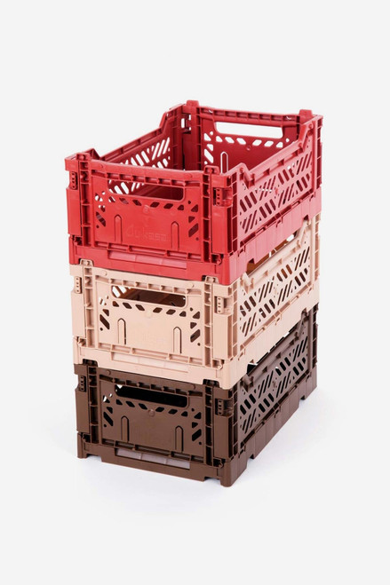 AYKASA 3-Pack Foldable Storage Bins, Plastic Crate for Storage, Collapsible Crate, Utility Stackable Box Small (Tile Red - Warm Taupe - Milk Tea) AYKASA 3-Pack Foldable Storage Bins, Plastic Crate for Storage, Collapsible Crate, Utility Stackable Box Small (Tile Red - Warm Taupe - Milk Tea)