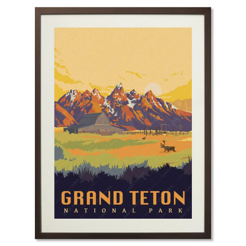 gaeaverse Grand Teton National Park Posters Vintage Travel Poster American Landscape Decorative Paintings Retro Wall Stickers Art Print Home Decoration (12X18 inch)