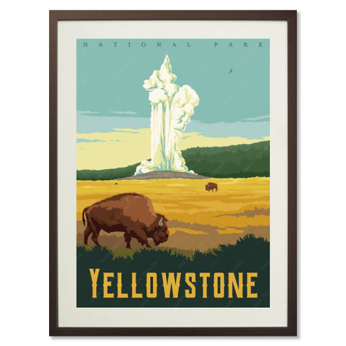 gaeaverse Yellowstone National Park Posters Vintage Travel Poster American Landscape Decorative Paintings Retro Wall Stickers Art Print Home Decoration (12X18 inch)