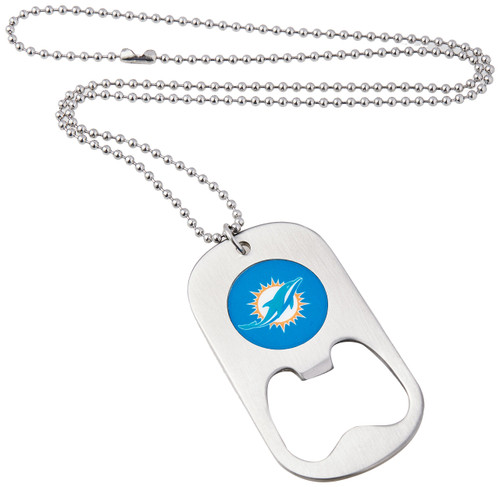 NFL Siskiyou Sports Fan Shop Miami Dolphins Bottle Opener Tag Necklace 20 inch Metal NFL Siskiyou Sports Fan Shop Miami Dolphins Bottle Opener Tag Necklace 20 inch Metal
