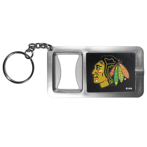 NHL Siskiyou Sports Fan Shop Chicago Blackhawks Flashlight Key Chain with Bottle Opener One Size Black NHL Siskiyou Sports Fan Shop Chicago Blackhawks Flashlight Key Chain with Bottle Opener One Size Black