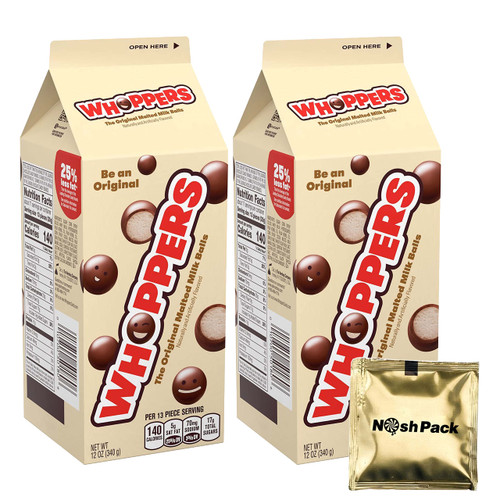 Nosh Pack Whoppers Malted Milk Chocolate Candy Balls, Dark Chocolate, Malted Milk Balls, Chocolate Bulk Candy Gifts, Original Malted Sweet Crispy Chocolate 12 Ounce Chocolate Pack Mints (2 Pack)