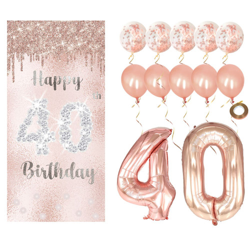 Joyiou 40th Birthday Decorations Women, Happy 40th Pink Rose Gold Birthday Gifts Decorations Door Banner & Giant Number 40 Balloons, 40 Years Old Birthday Party Sign Favor Supplies Photo Booth Prop Joyiou 40th Birthday Decorations Women, Happy 40th Pink Rose Gold Birthday Gifts Decorations Door Banner & Giant Number 40 Balloons, 40 Years Old Birthday Party Sign Favor Supplies Photo Booth Prop