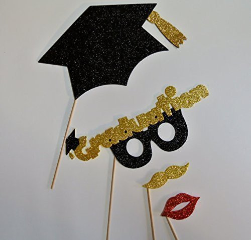 4 Pc Best Photo Booth Props Graduation Glasses Photo Booth Props Mustache on a Stick Xmas Christmas