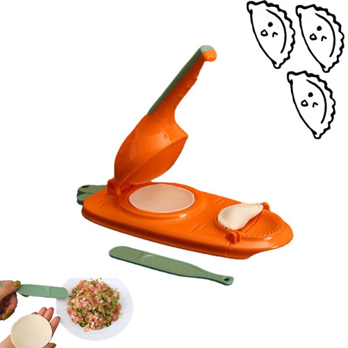 2 In 1 Dumpling Maker,Kitchen Dumpling Moulds,DIY Dumpling Maker,Portable dumpling making tool,Making and pressing dumpling skin machine,Multi function DIY Manual Dumpling Press Molds(Orange red)