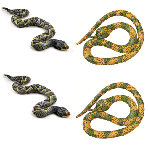 Inflatable Snake Python,4PCS Fake Snakes,2 large Pythons, 2 Golden Pythons,for Garden Pool Halloween Decoration