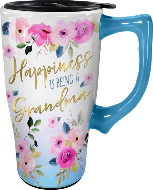 Spoontiques Ceramic Travel Mug Coffee Cup, 18 Oz, Being a Grandma