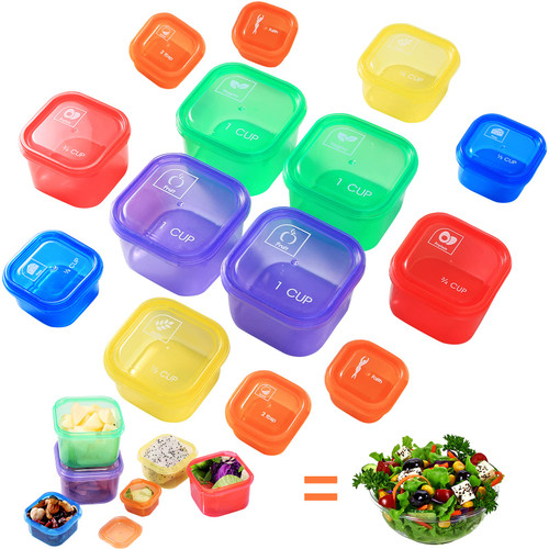 14Pcs Portion Control Container Kit,21 Day Fix Containers And Food Plan,Multi Color Coded Containers,Meal Prep System Storage Containers,BPA Free Weight Loss Food Containers For Double Diet Plan