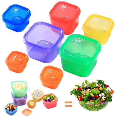 Portion Control Container Kit,21 Day Fix Containers And Food Plan,Multicolor Coded Containers,Meal Prep System Storage Containers,BPA Free Weight Loss Food Containers For Double Diet Plan(Square 7PCS)