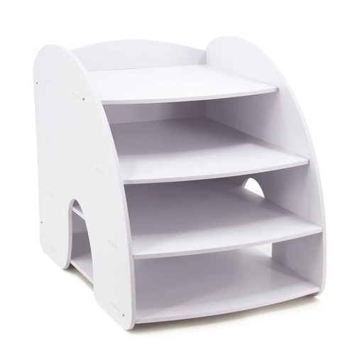 SONGWAY File Organizer for Desk - 4 Tier File Folder Holder, File Sorter Organizer, Paper Letter Mail Tray, Desktop Paper Organizer for Home Office Classroom, White