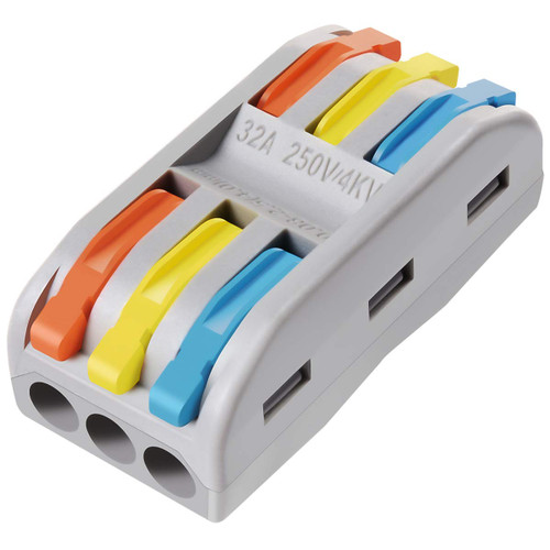 Wire Connectors Nuts, 50Pcs 3 Conductor Compact Splicing Wire Connectors with Colored, 2 and 3 Circuit Inline Splices, 28-12 AWG[ SPL-3]