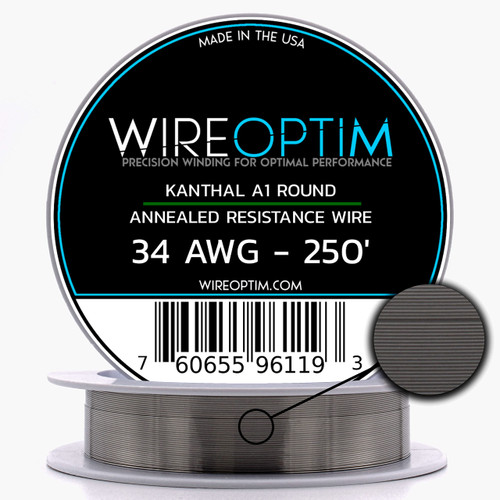 WIREOPTIM Kanthal A1 Resistance Wire 34 AWG - 250 Feet