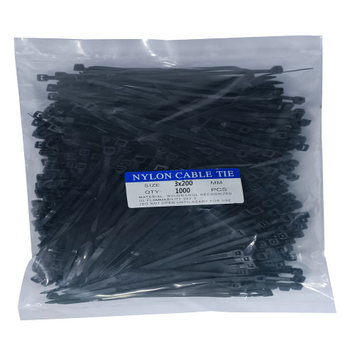 Zip Ties 1000 pcs 8 inch Cable Zip Ties, Premium Plastic Wire Ties with 18 LBS Tensile Strength, UV Resistant Cable Ties, Self-Locking Black Nylon Tie Straps