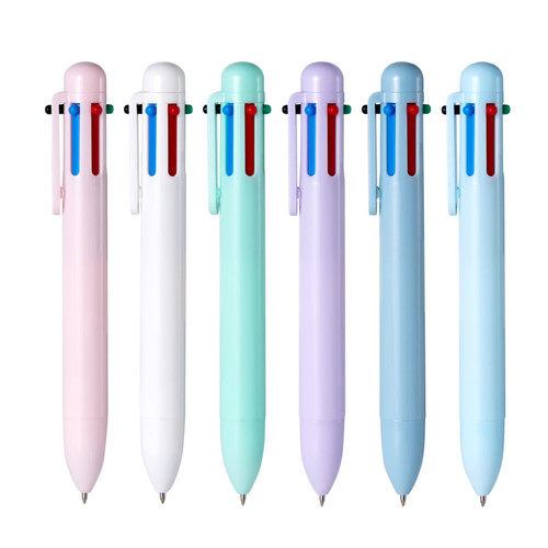 Favide 12 Pack 0.5mm 6-in-1 Multicolor Ballpoint Pen?6-Color Retractable Ballpoint Pens for Office School Supplies Students Children Gift