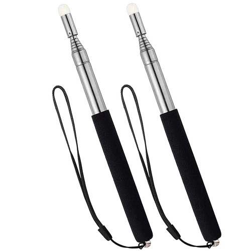 Telescopic Teacher Pointer Stick with Hand Lanyard 2 Pack, Teaching Pointer for Classroom, Hand Pointer Extendable Pointer Stick Retractable Pointer Handheld Presenter Whiteboard Pointer (Black)