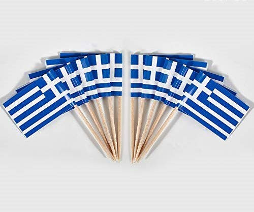 JAVD CYPS 100 Pcs Greece Flag Greek Toothpick Flags, Small Mini Stick Cupcake Toppers Greek Flags,Country Picks Party Decoration Celebration Cocktail Food Bar Cake Flags JAVD CYPS 100 Pcs Greece Flag Greek Toothpick Flags, Small Mini Stick Cupcake Toppers Greek Flags,Country Picks Party Decoration Celebration Cocktail Food Bar Cake Flags