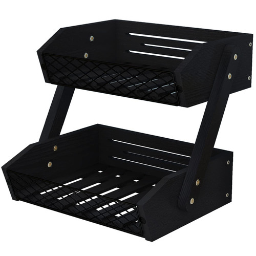 Dorhors 2 Tier Fruit Basket for Kitchen,Fruit Bowl for Kitchen Counter,Wood Fruit Holder for Kitchen Countertop,Black Dorhors 2 Tier Fruit Basket for Kitchen,Fruit Bowl for Kitchen Counter,Wood Fruit Holder for Kitchen Countertop,Black