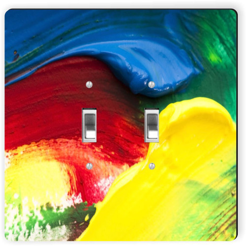 Rikki Knight 9087 Double Toggle Mixing Paints Background Design Light Switch Plate